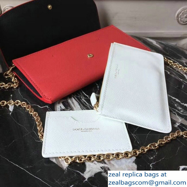 Dolce  &  Gabbana DG Chain Wallet Bag in Dauphine Calfskin Red 2018